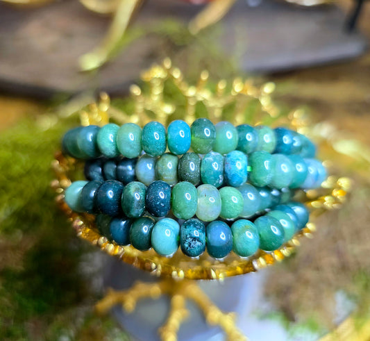 8x5mm Moss Agate Stretch Bracelet