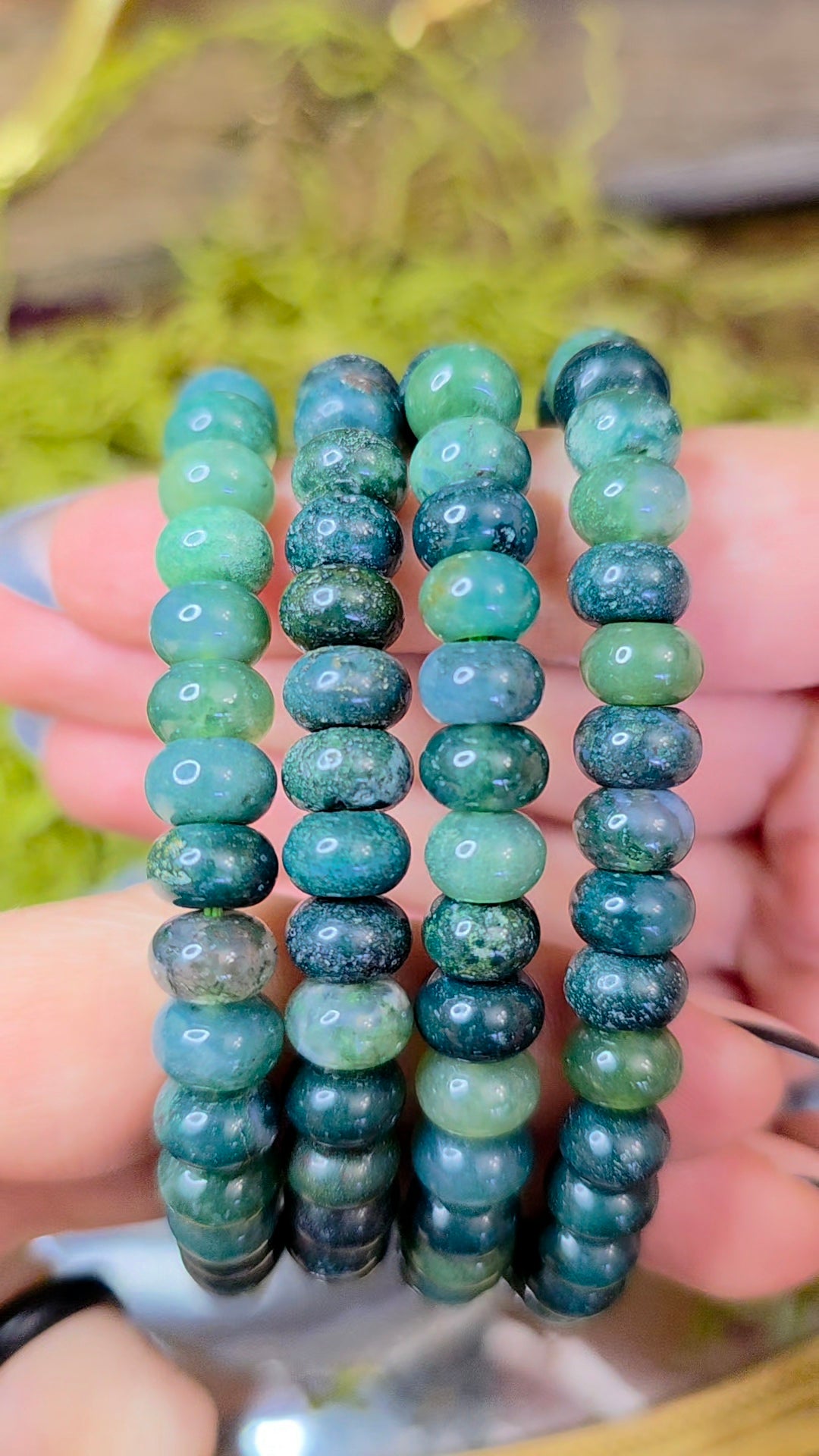 8x5mm Moss Agate Stretch Bracelet