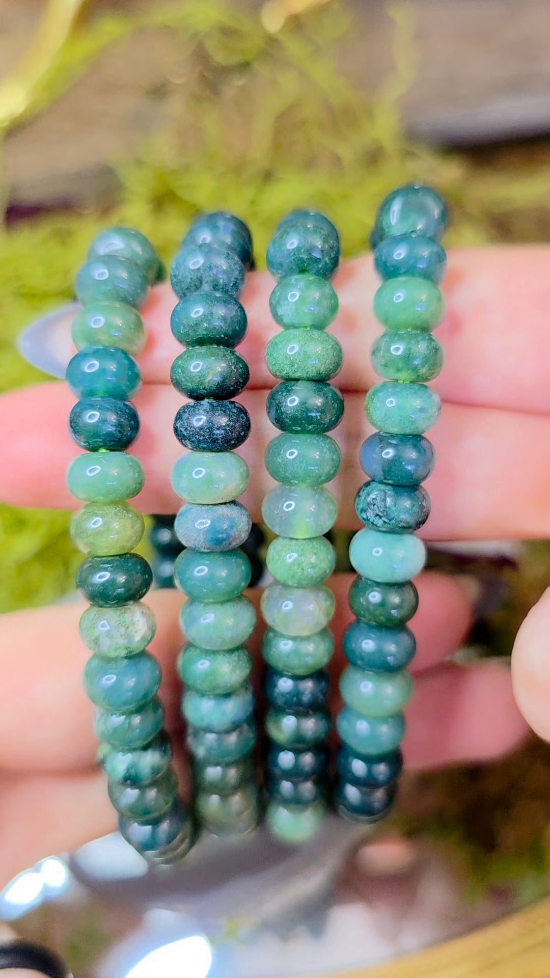 8x5mm Moss Agate Stretch Bracelet