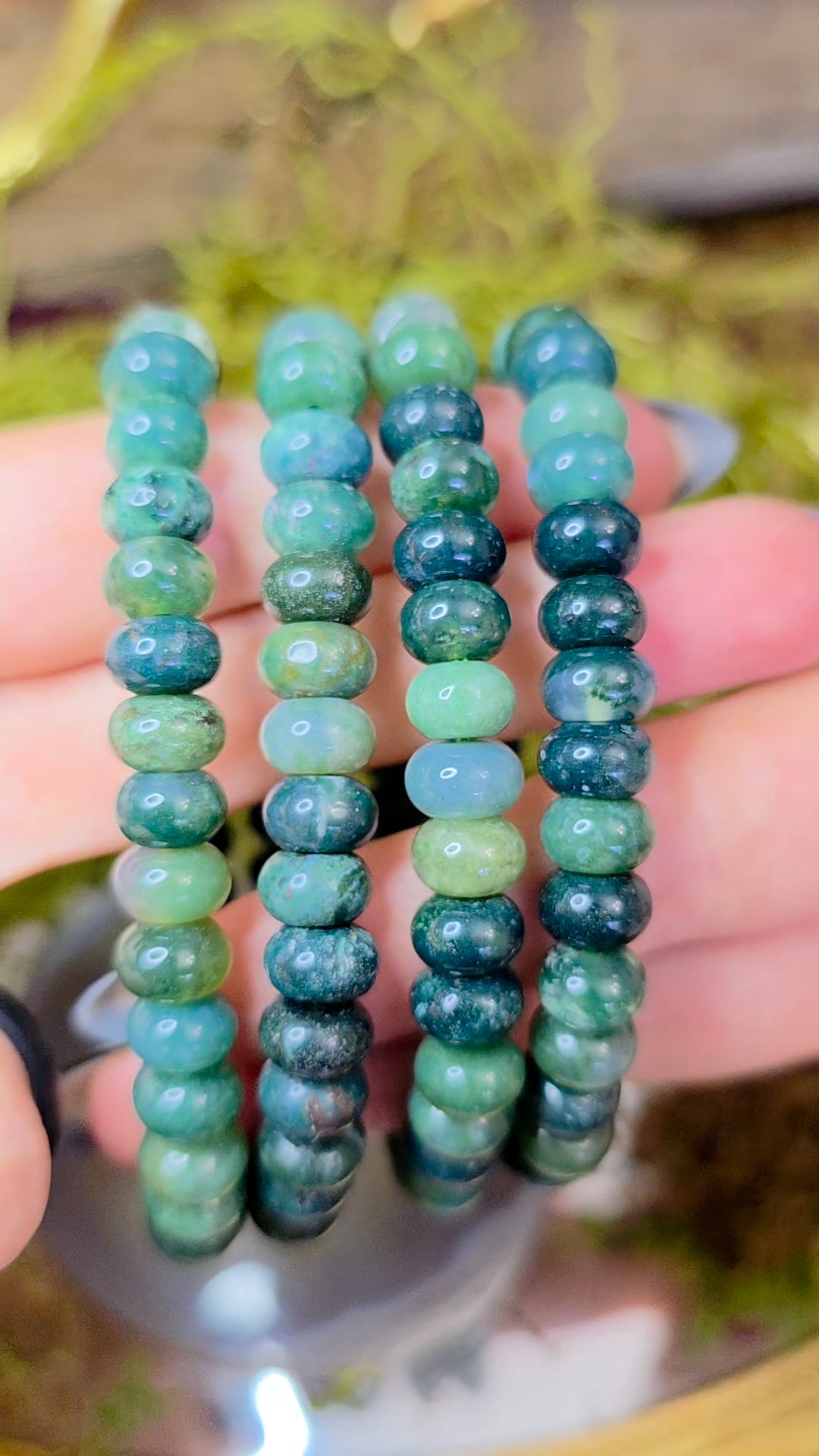 8x5mm Moss Agate Stretch Bracelet