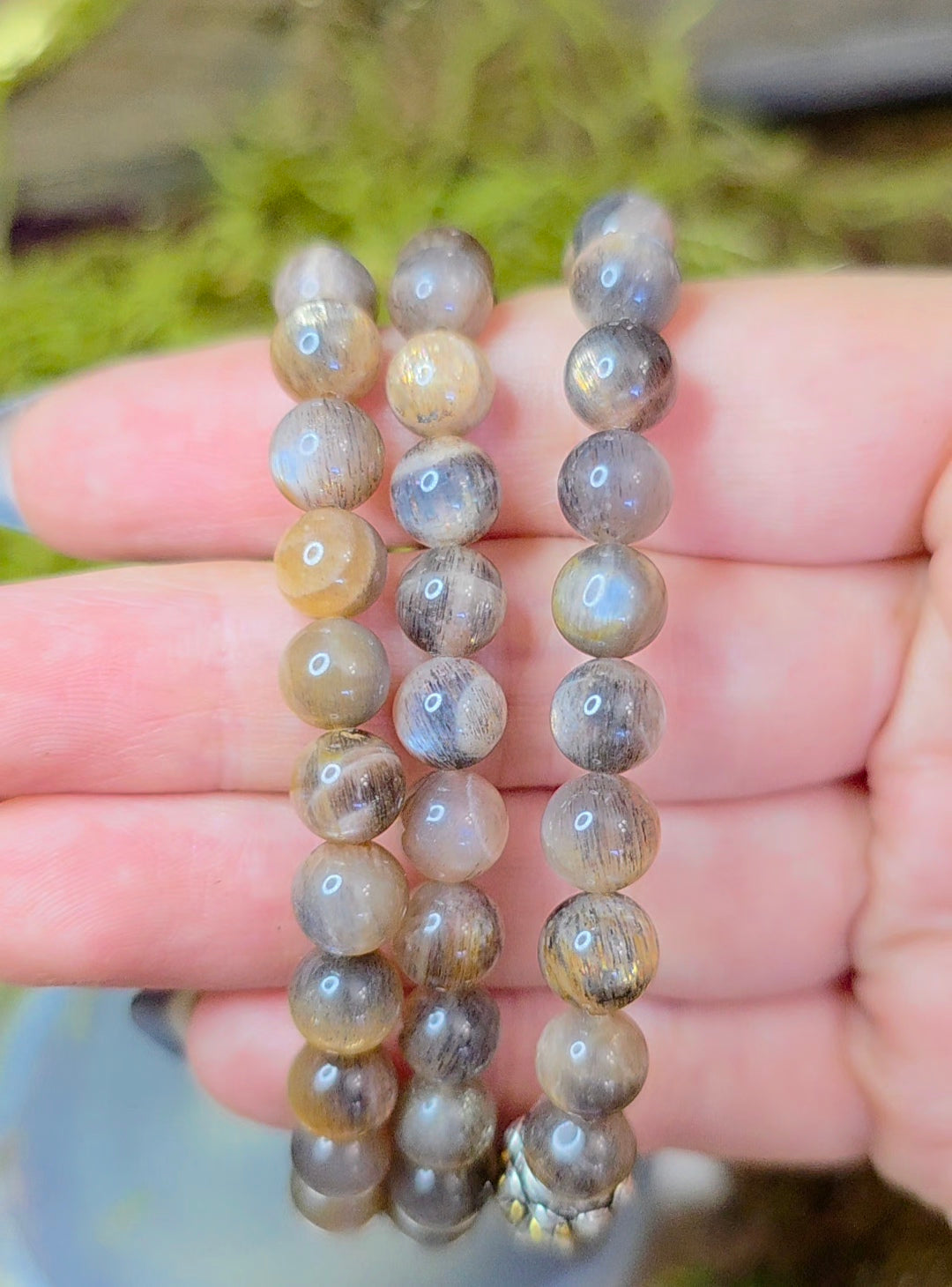7mm Black Moonstone Stretch Bracelet B