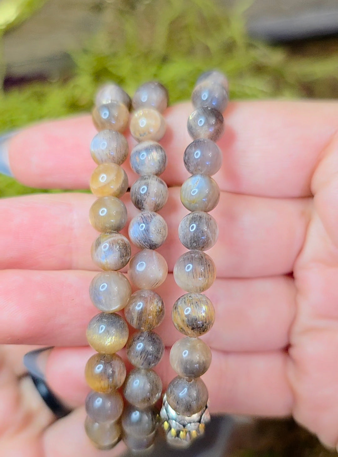 7mm Black Moonstone Stretch Bracelet B
