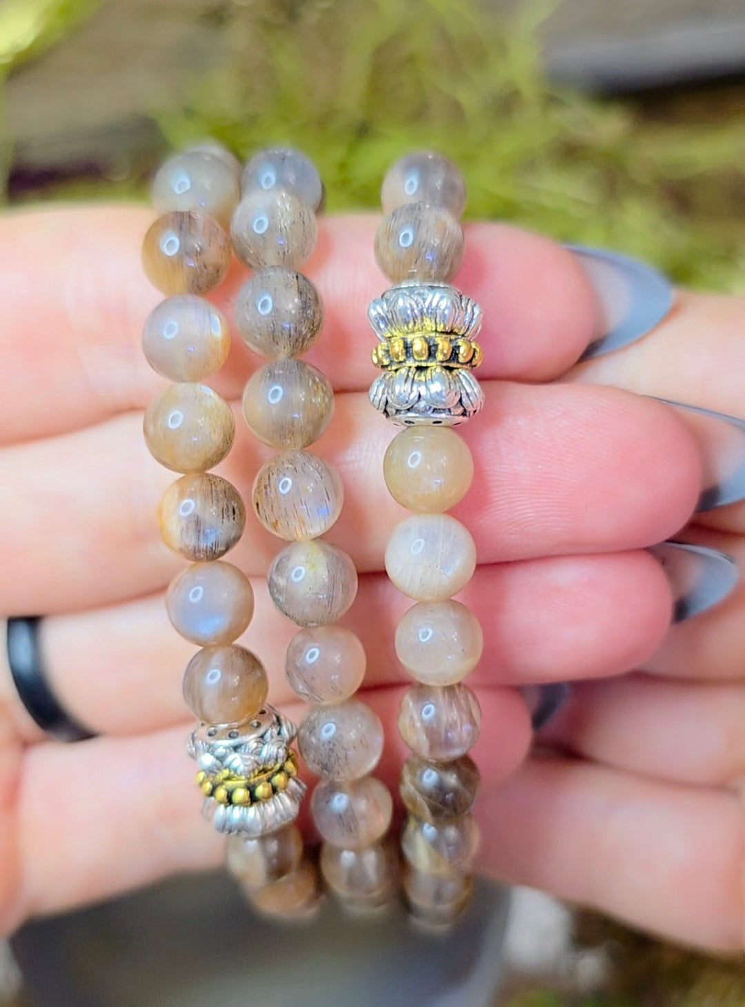 7mm Black Moonstone Stretch Bracelet B