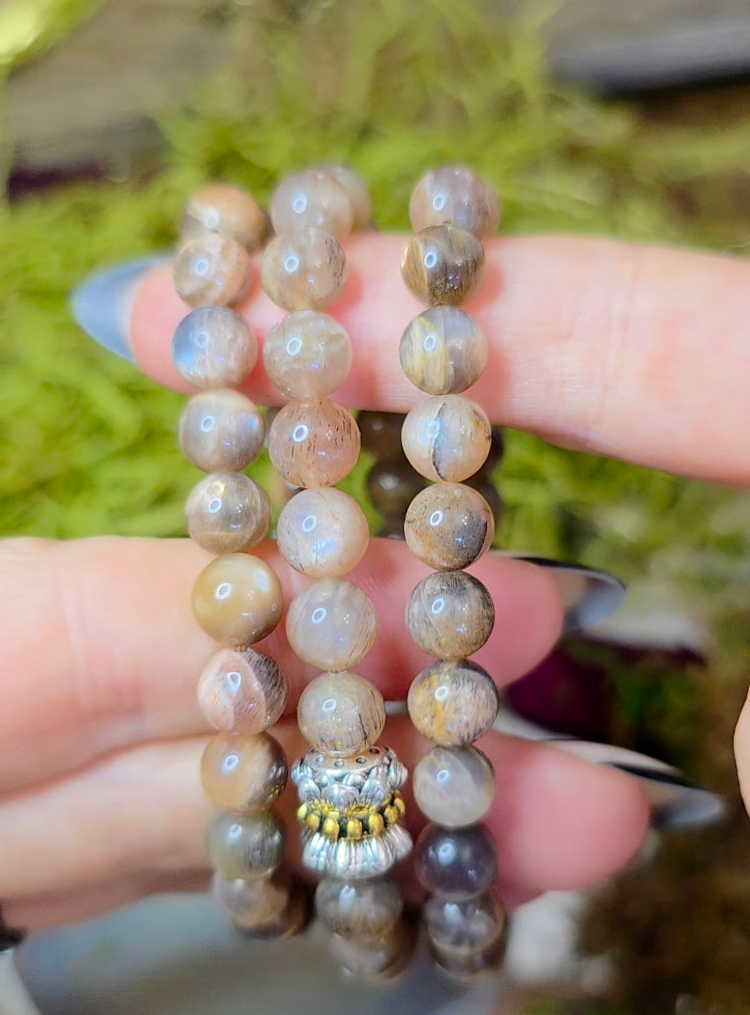 7mm Black Moonstone Stretch Bracelet B