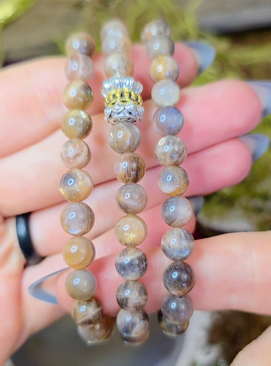 7mm Black Moonstone Stretch Bracelet B