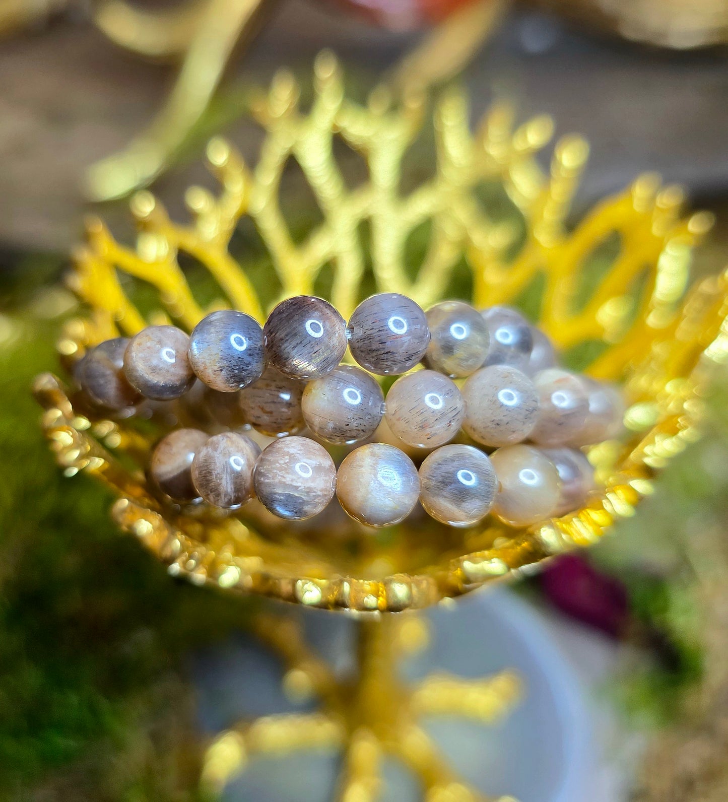 7mm Black Moonstone Stretch Bracelet B