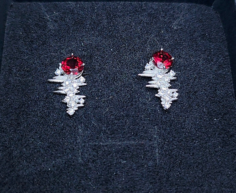 Garnet Heart Beat Earrings