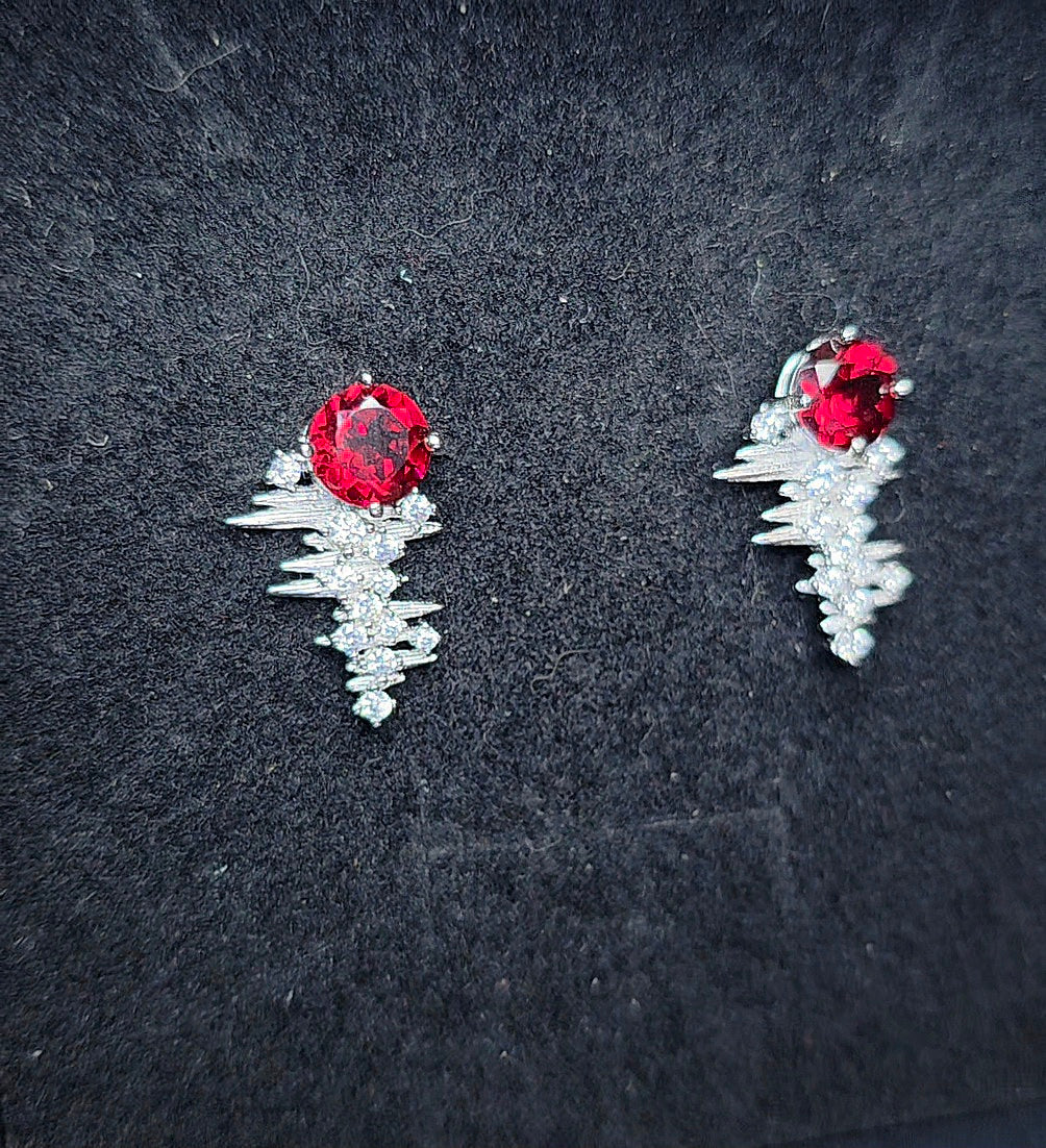 Garnet Heart Beat Earrings