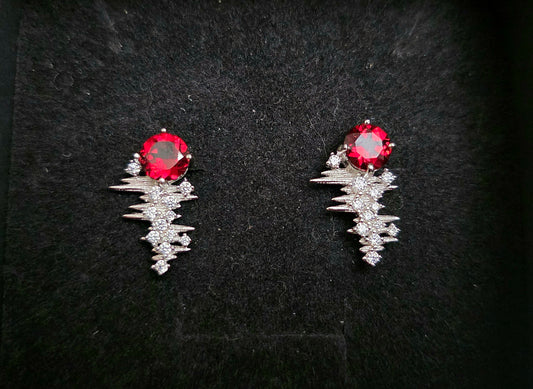 Garnet Heart Beat Earrings