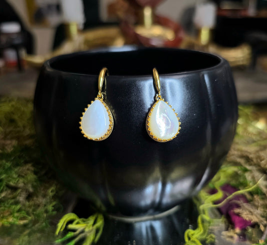 White Shell Teardrop Earrings