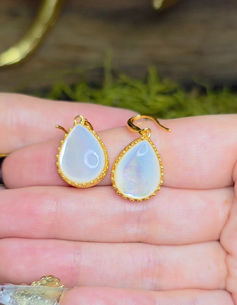 White Shell Teardrop Earrings