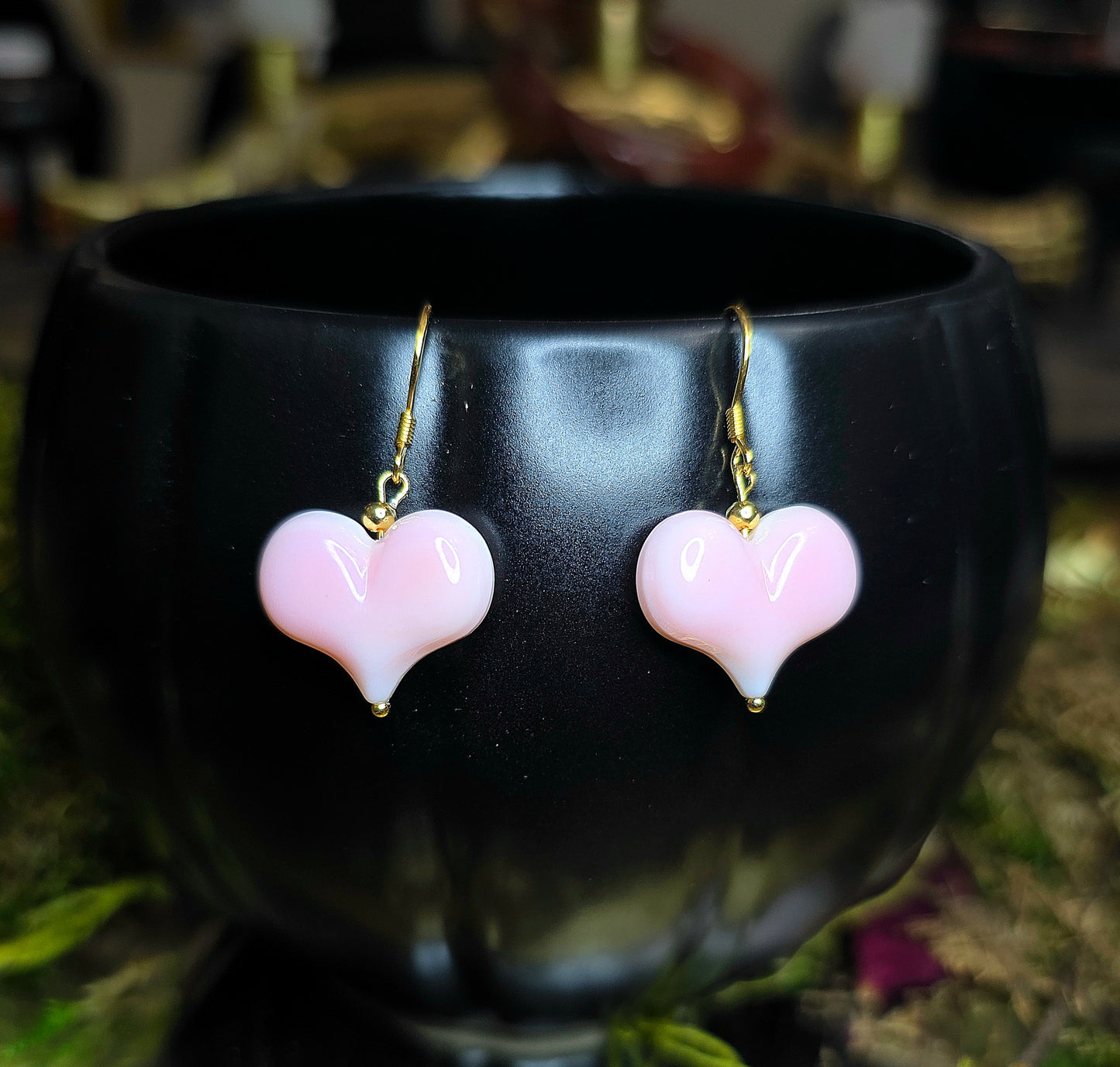 Pink Shell Heart Earrings