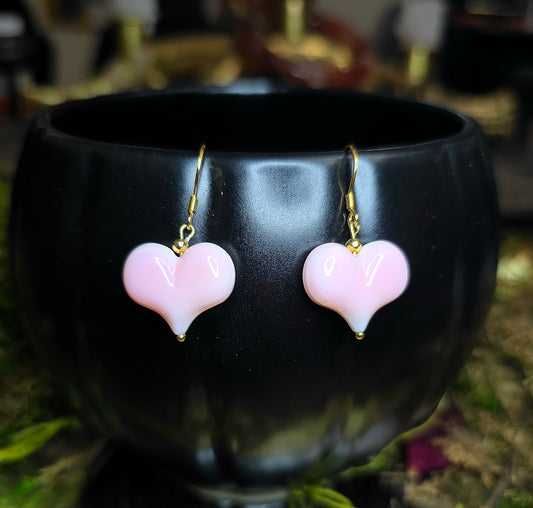 Pink Shell Heart Earrings