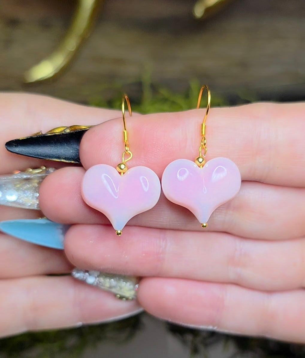 Pink Shell Heart Earrings