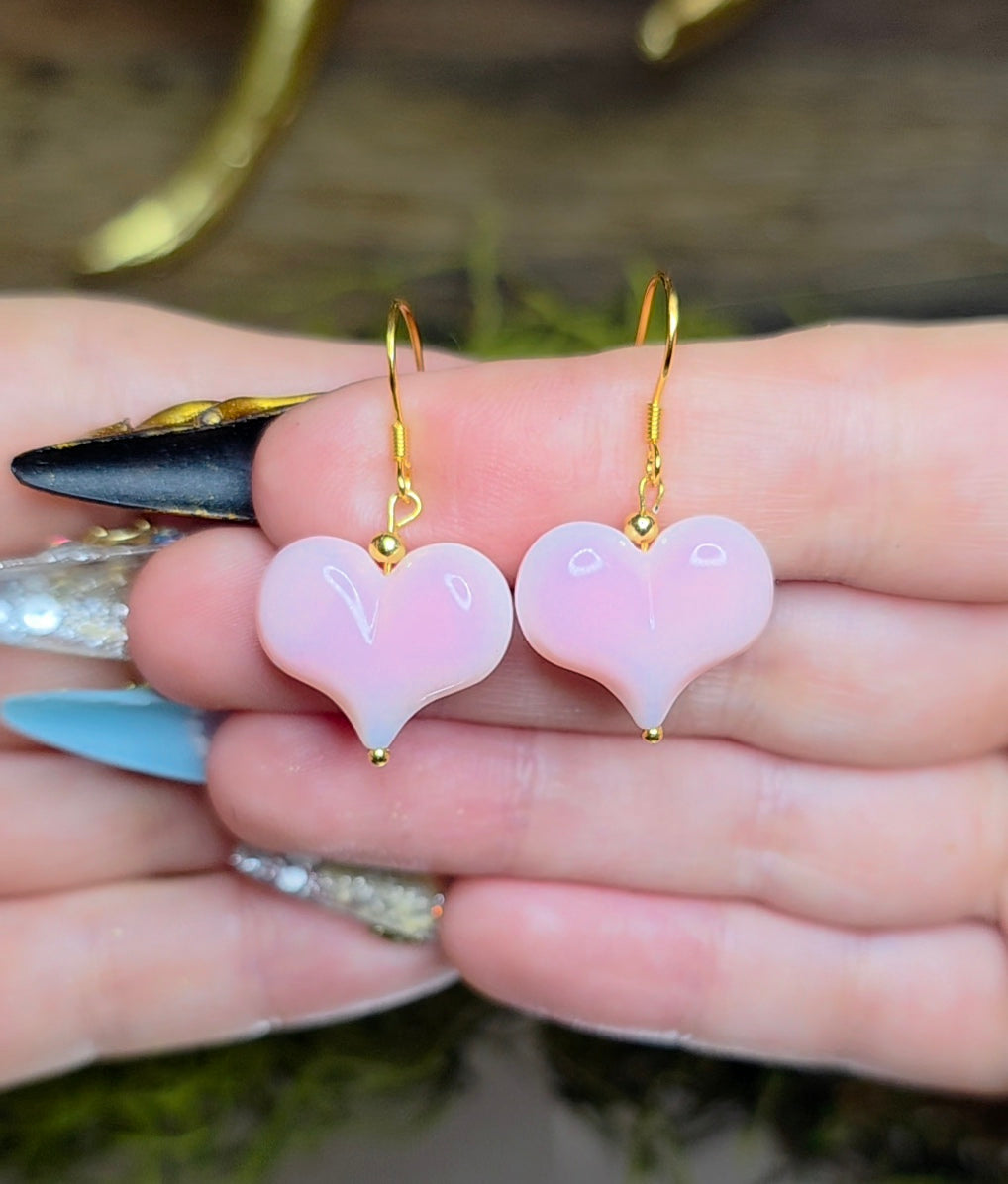 Pink Shell Heart Earrings