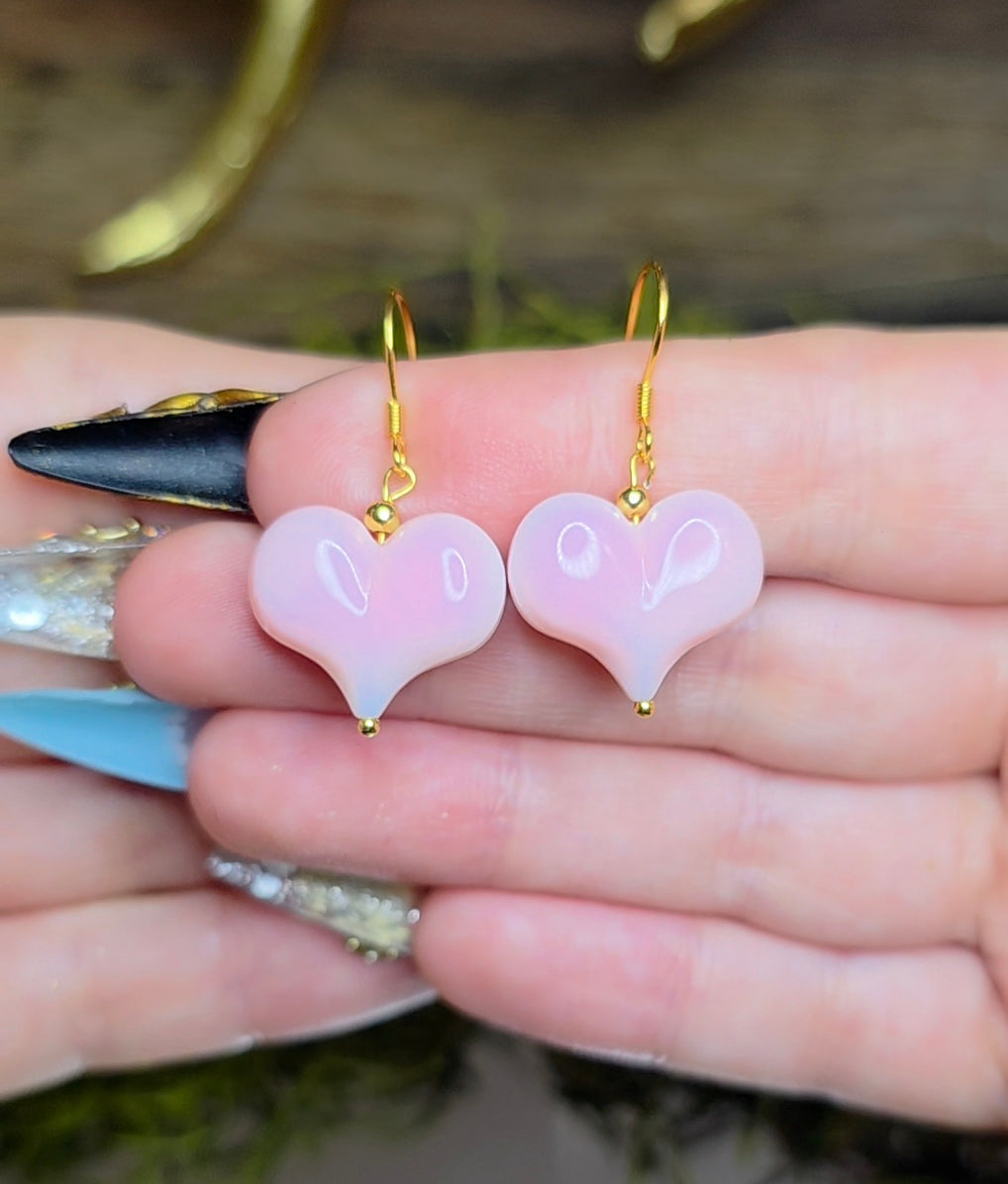 Pink Shell Heart Earrings