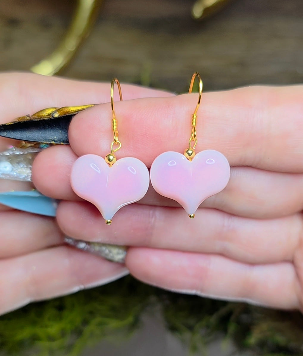 Pink Shell Heart Earrings