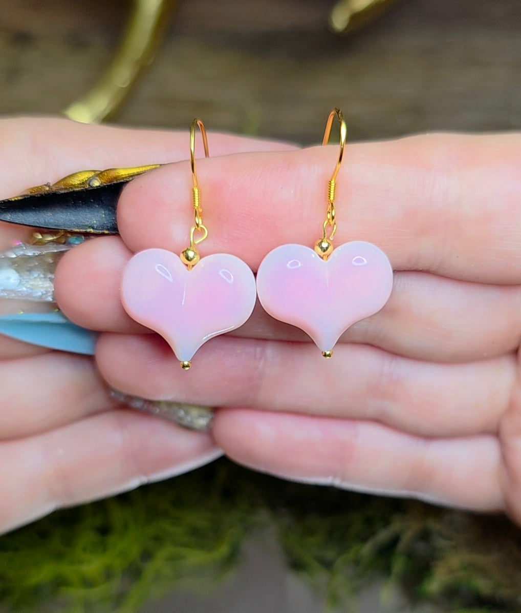 Pink Shell Heart Earrings