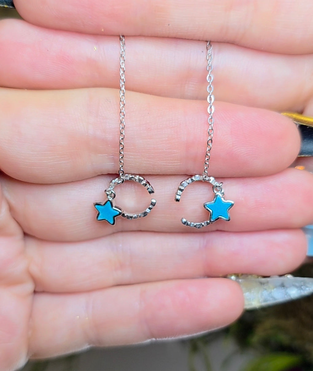 Turquoise Star Pull Through Earrings