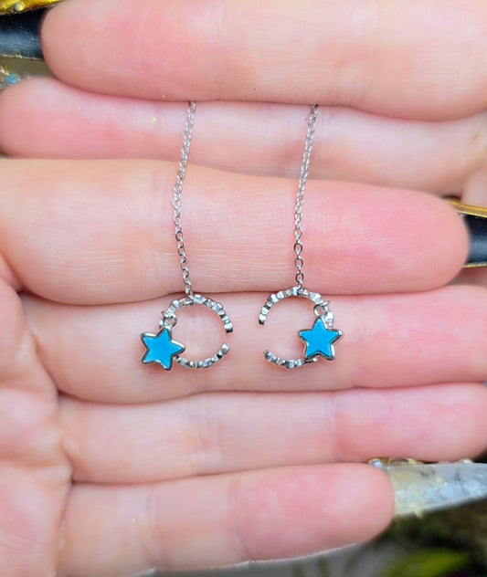Turquoise Star Pull Through Earrings