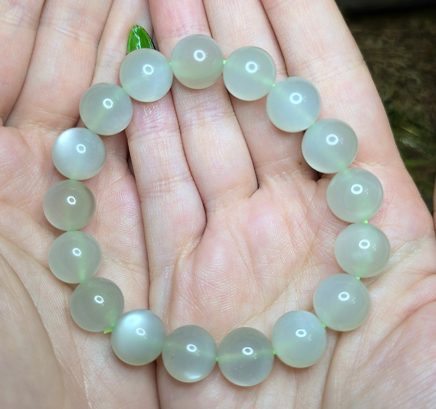 12mm High Quality Green Moonstone Stretch Bracelet