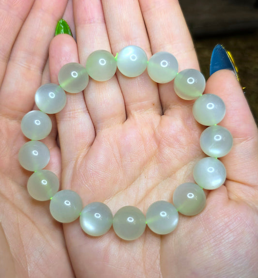 12mm High Quality Green Moonstone Stretch Bracelet