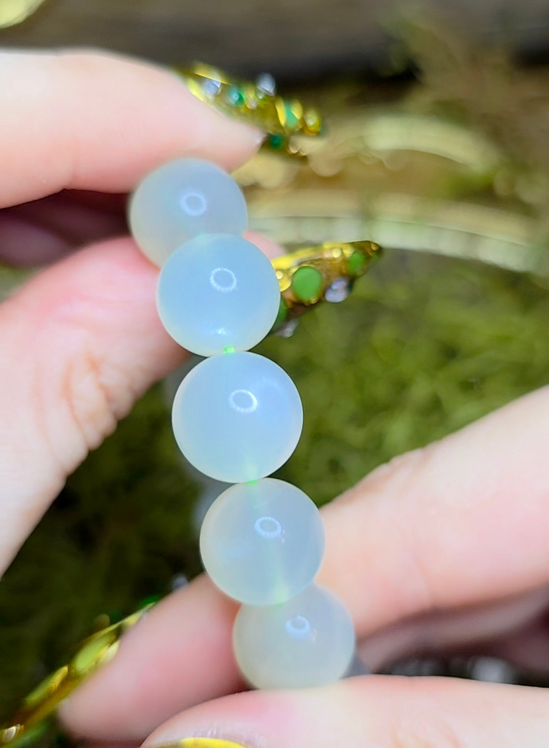 12mm High Quality Green Moonstone Stretch Bracelet