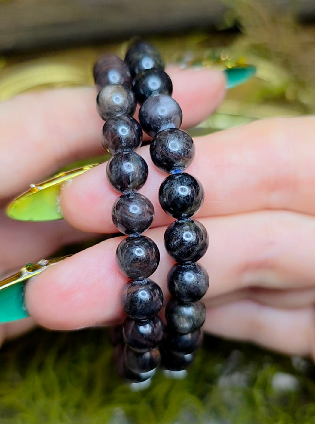 8mm Black Sapphire Stretch Bracelet