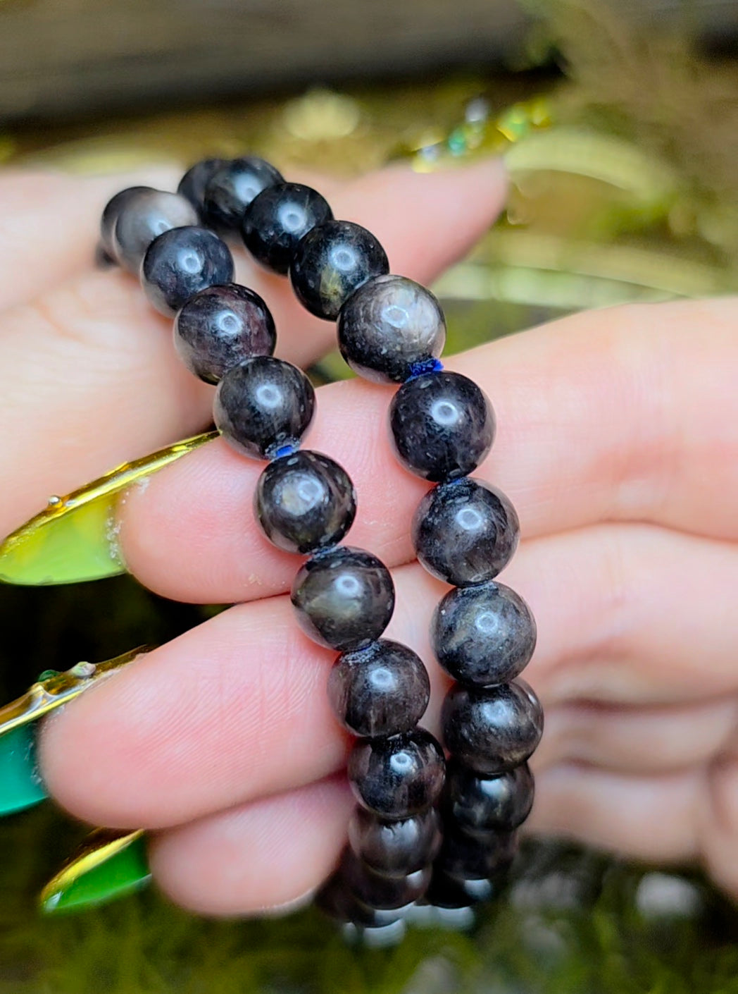 8mm Black Sapphire Stretch Bracelet