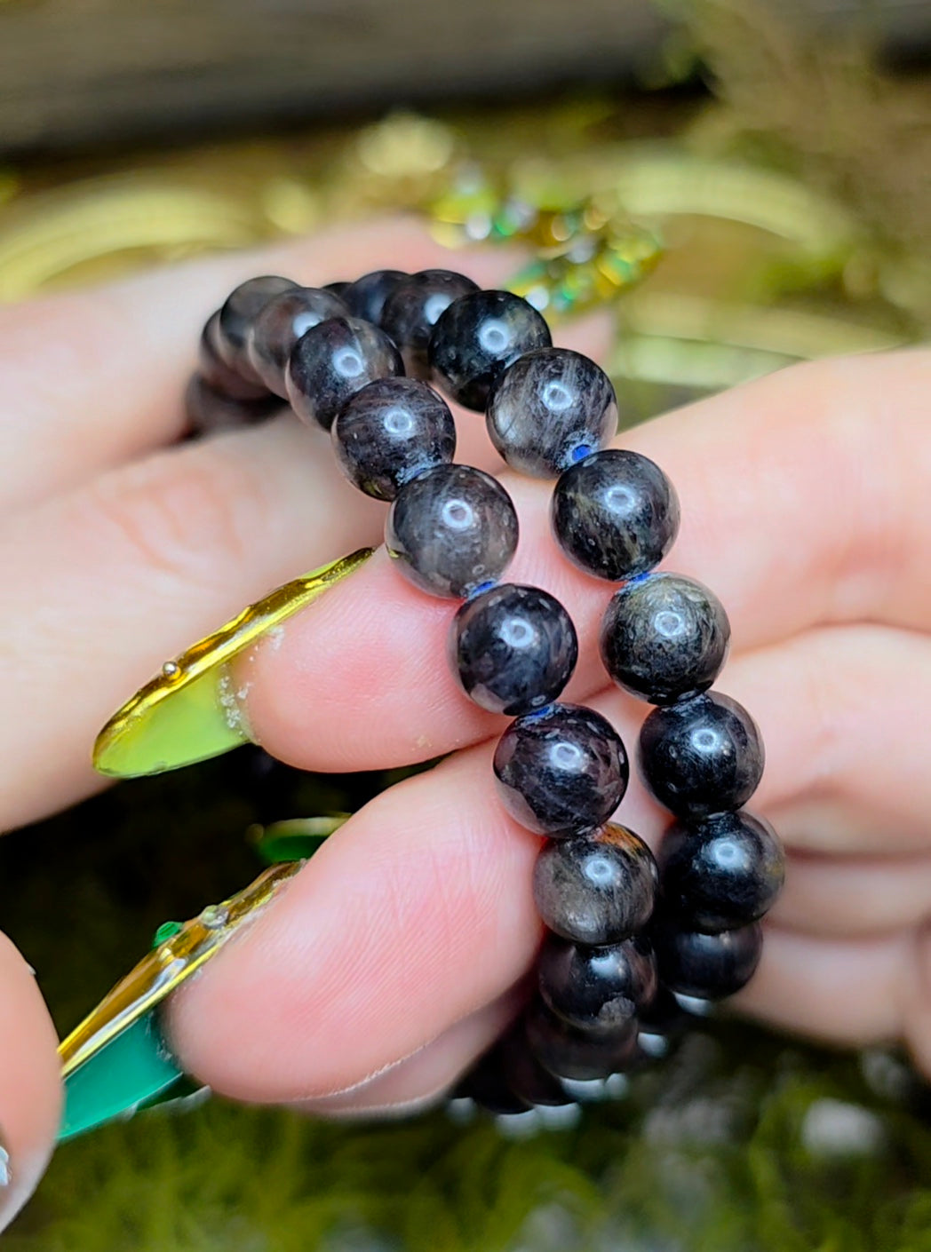 8mm Black Sapphire Stretch Bracelet