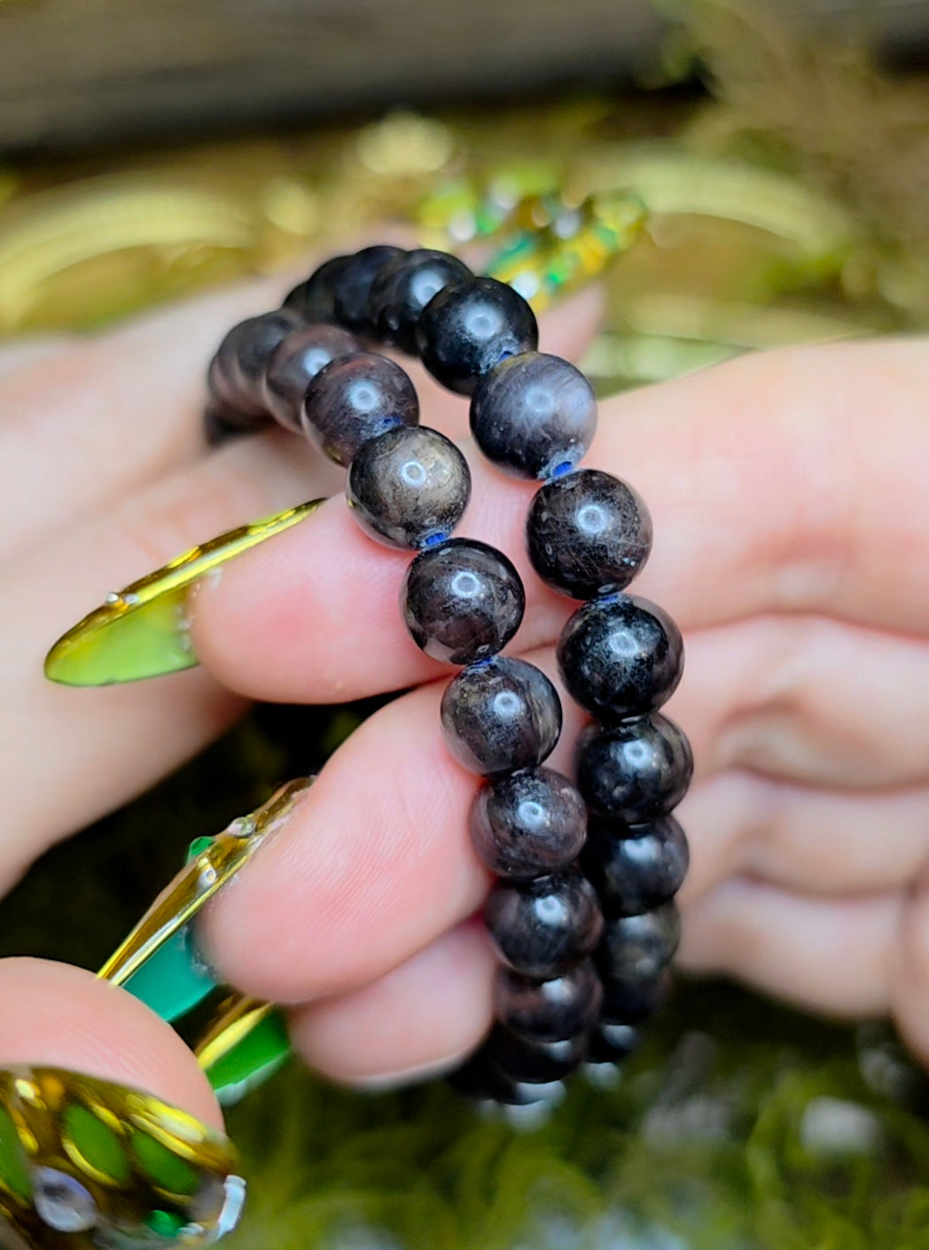8mm Black Sapphire Stretch Bracelet