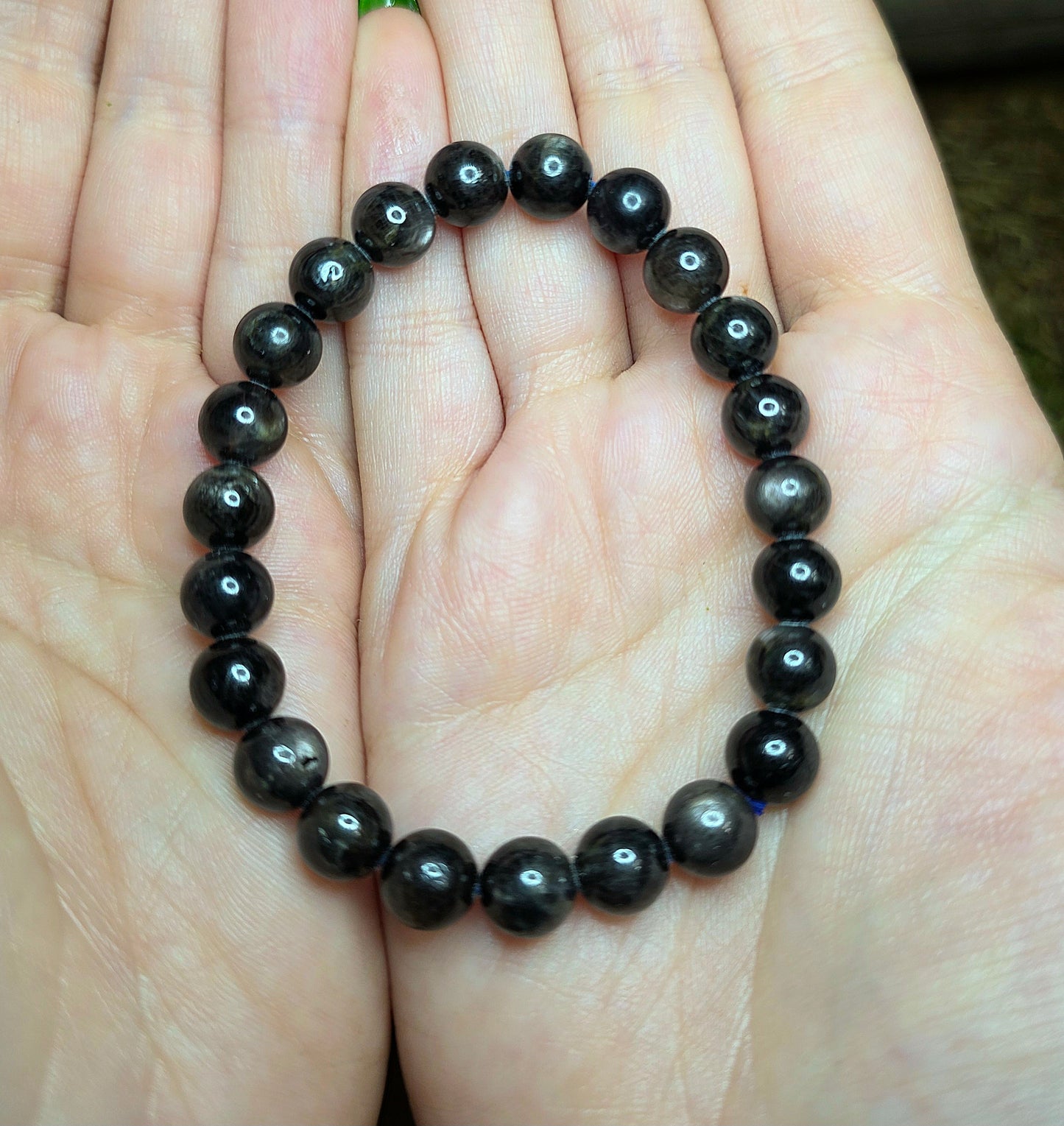 8mm Black Sapphire Stretch Bracelet