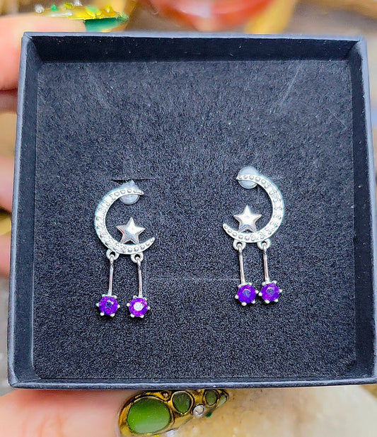 Amethyst Moon Earrings