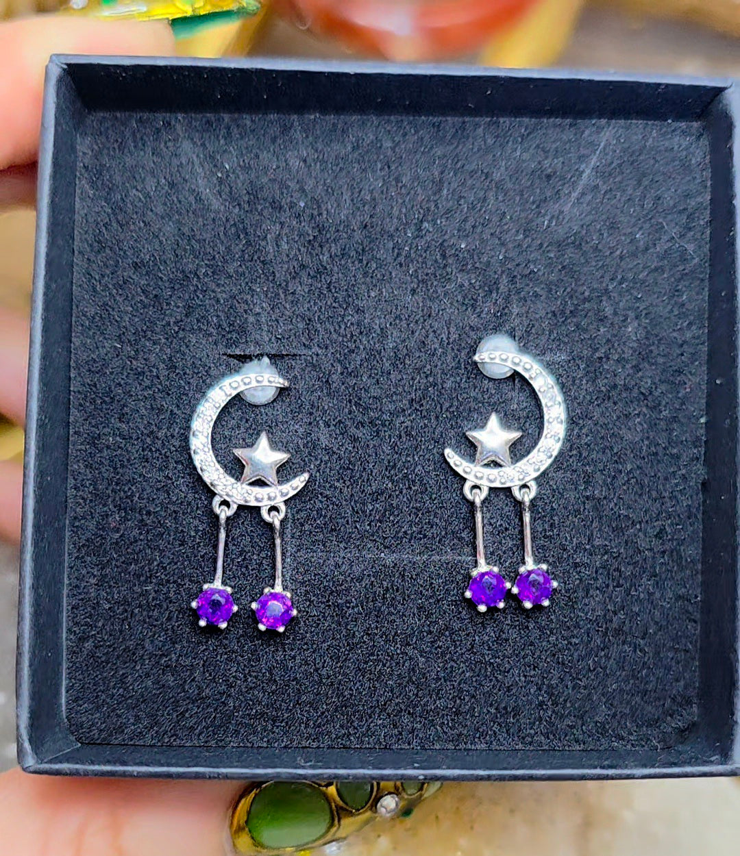 Amethyst Moon Earrings