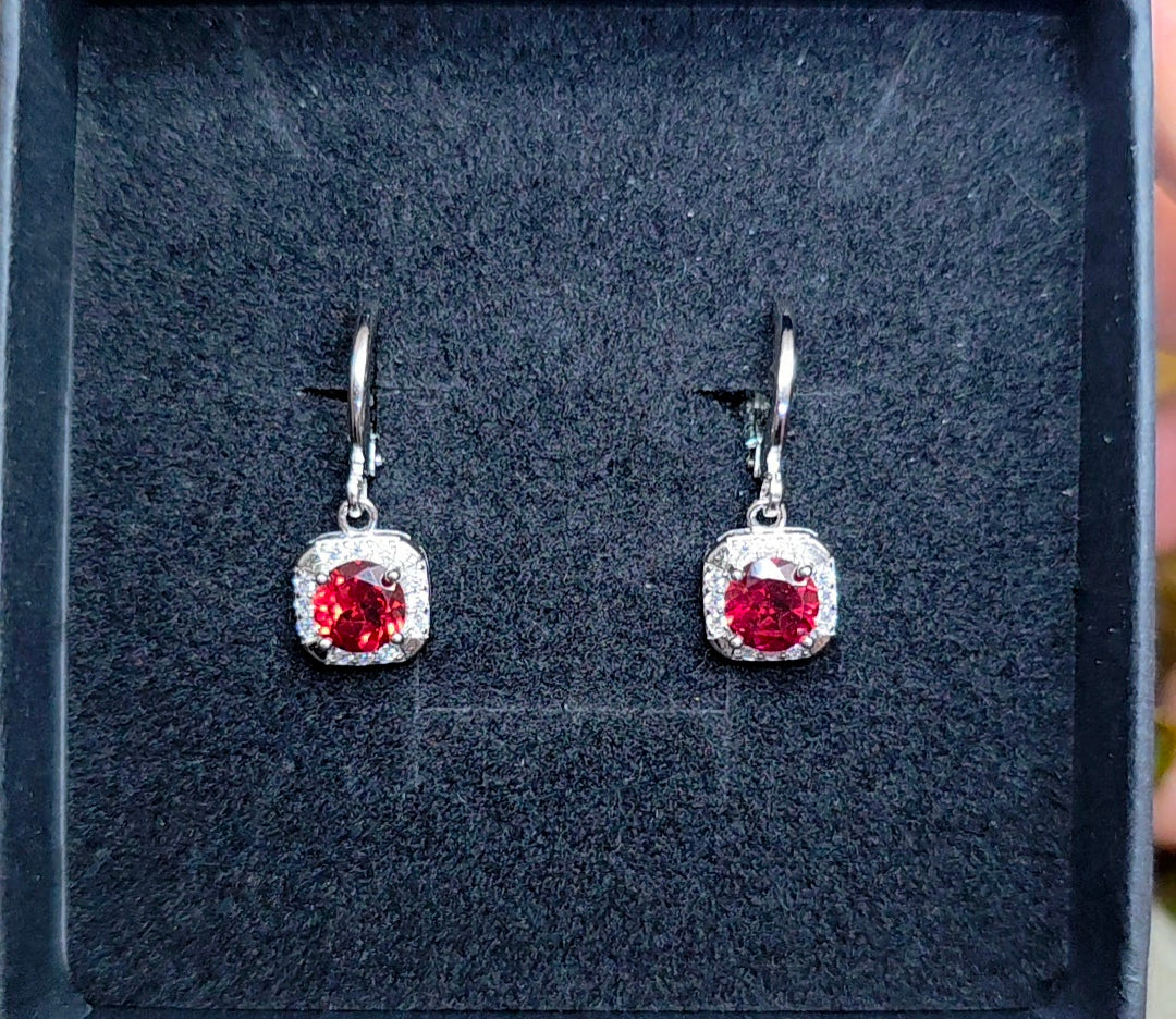 Garnet Hoop Earrings