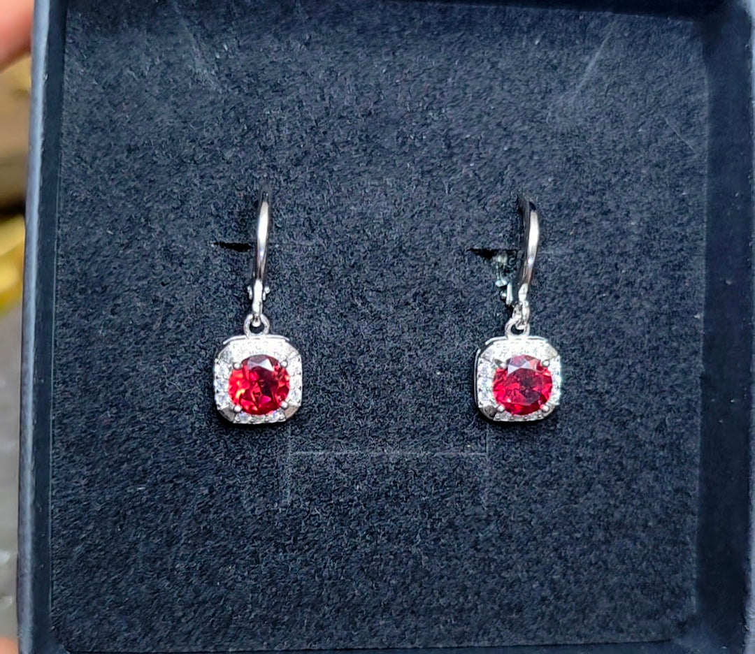 Garnet Hoop Earrings