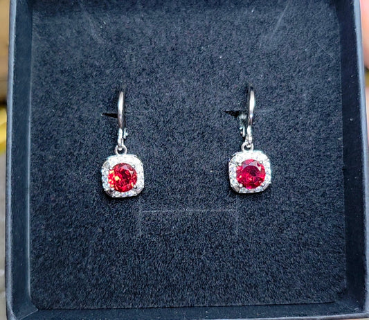 Garnet Hoop Earrings