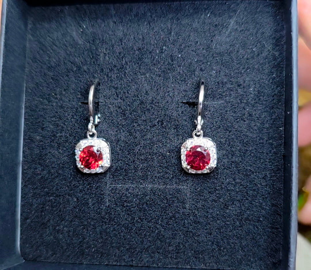 Garnet Hoop Earrings
