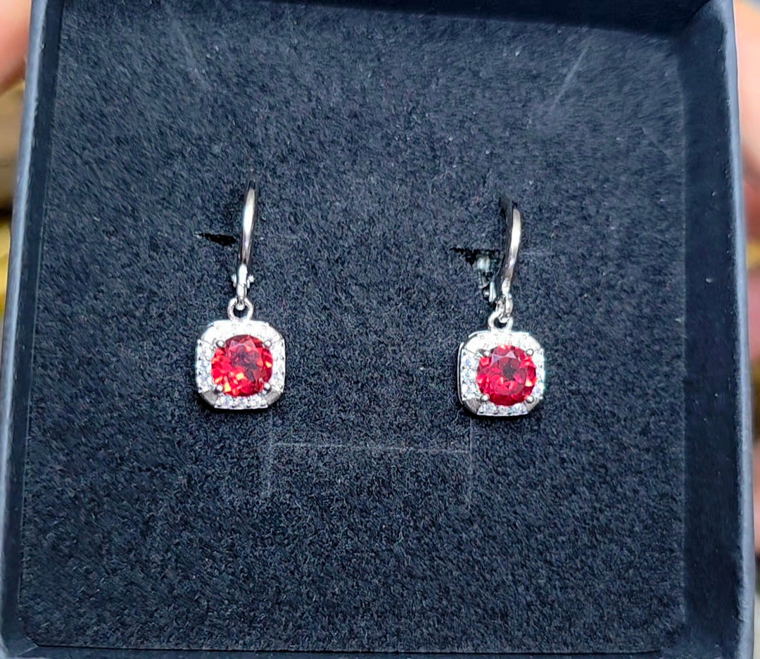 Garnet Hoop Earrings