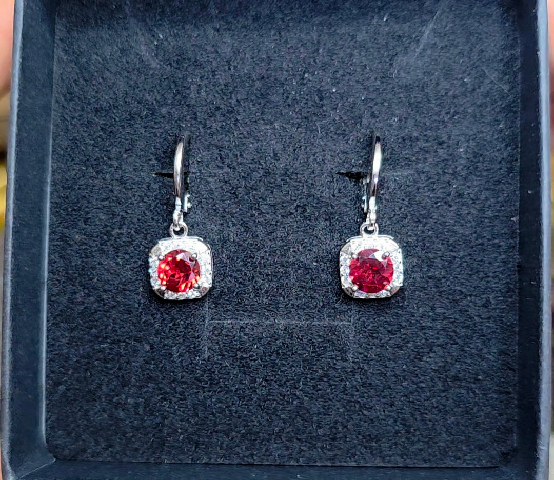 Garnet Hoop Earrings