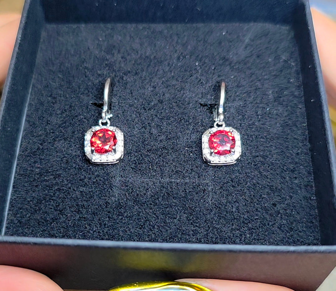 Garnet Hoop Earrings