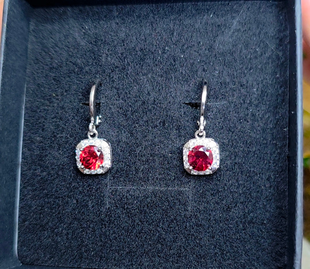 Garnet Hoop Earrings