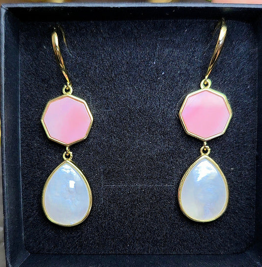 Pink and White Shell Earrings