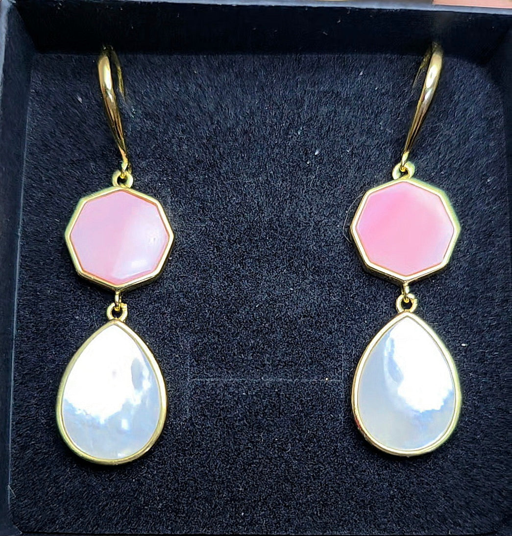 Pink and White Shell Earrings