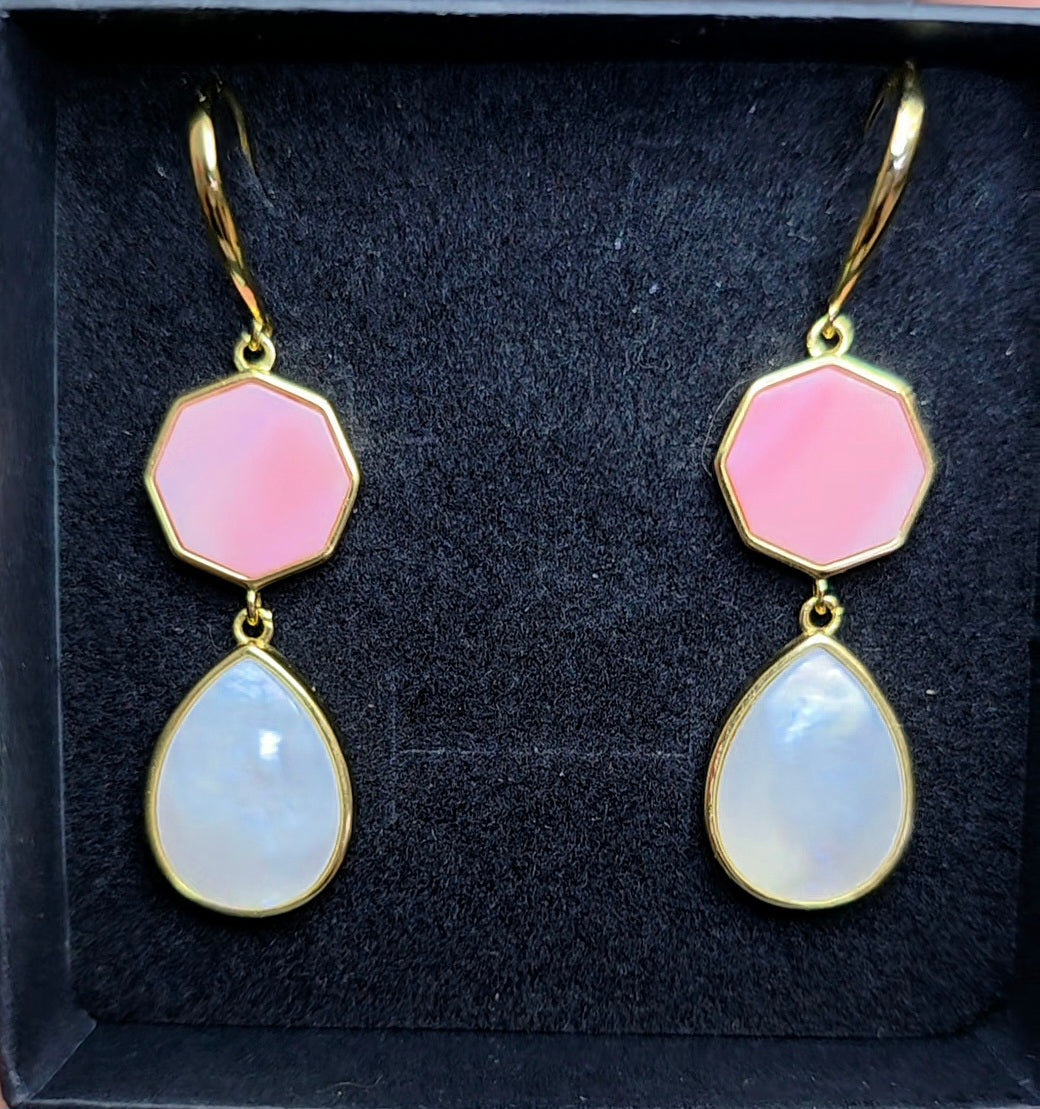 Pink and White Shell Earrings