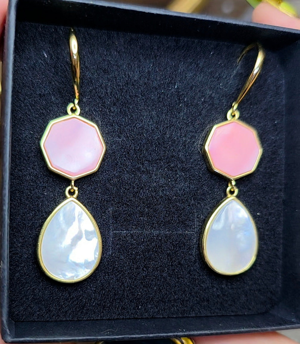 Pink and White Shell Earrings