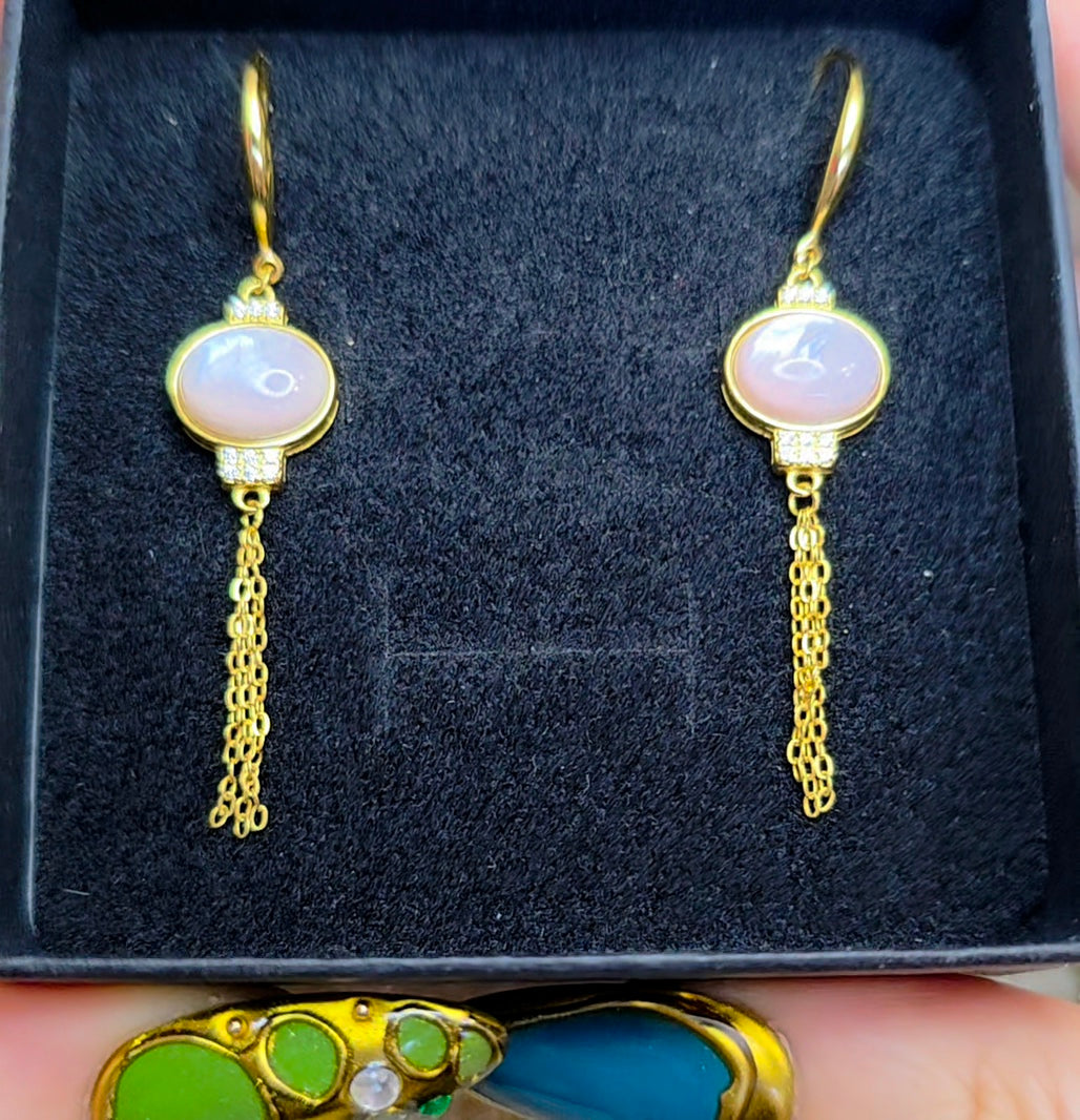Pink Shell Lantern Earrings