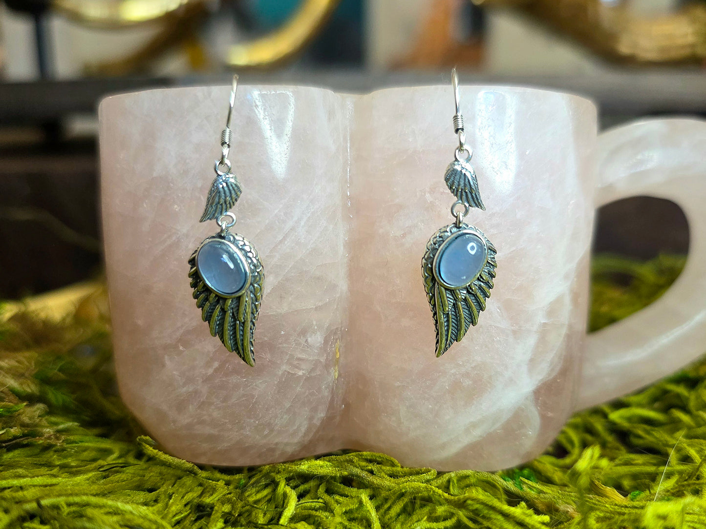 Aquamarine Wing Earrings