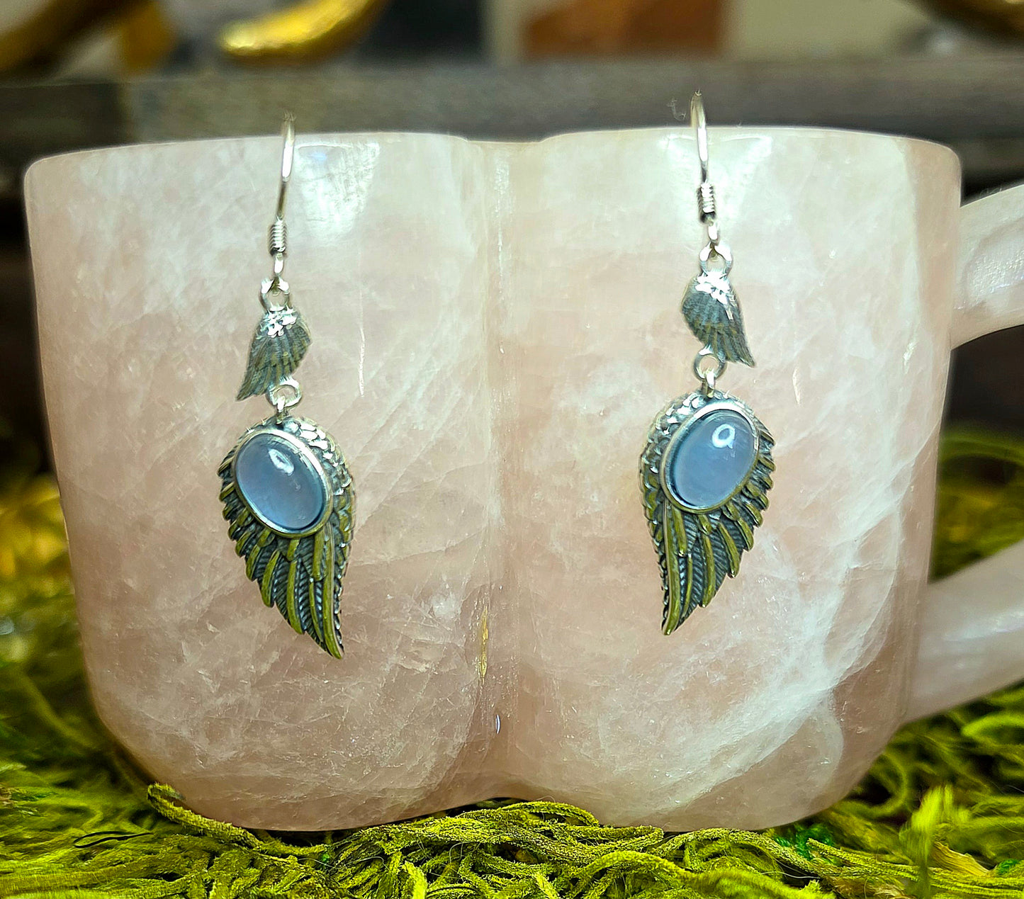 Aquamarine Wing Earrings