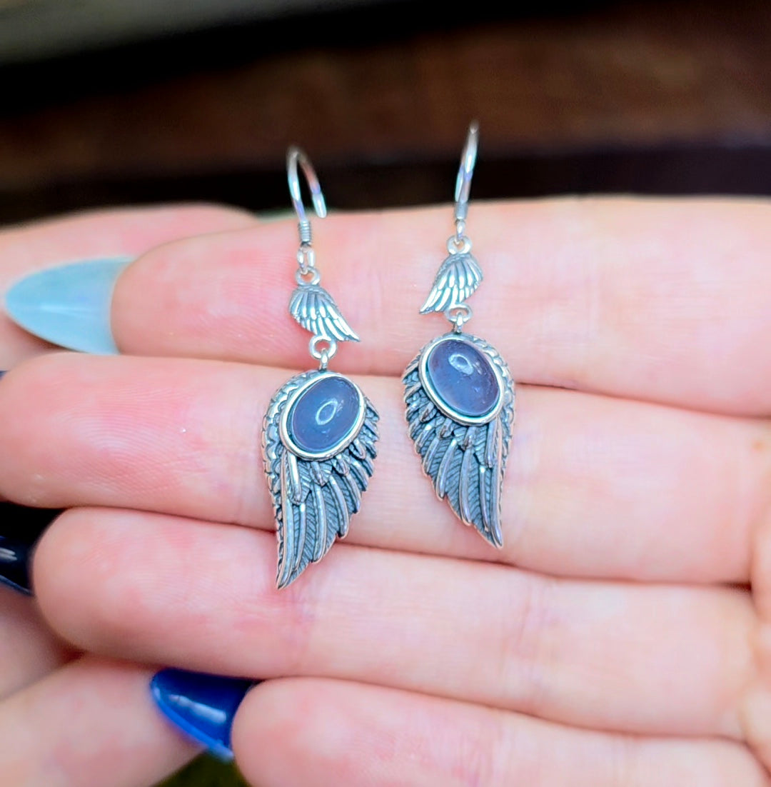 Aquamarine Wing Earrings